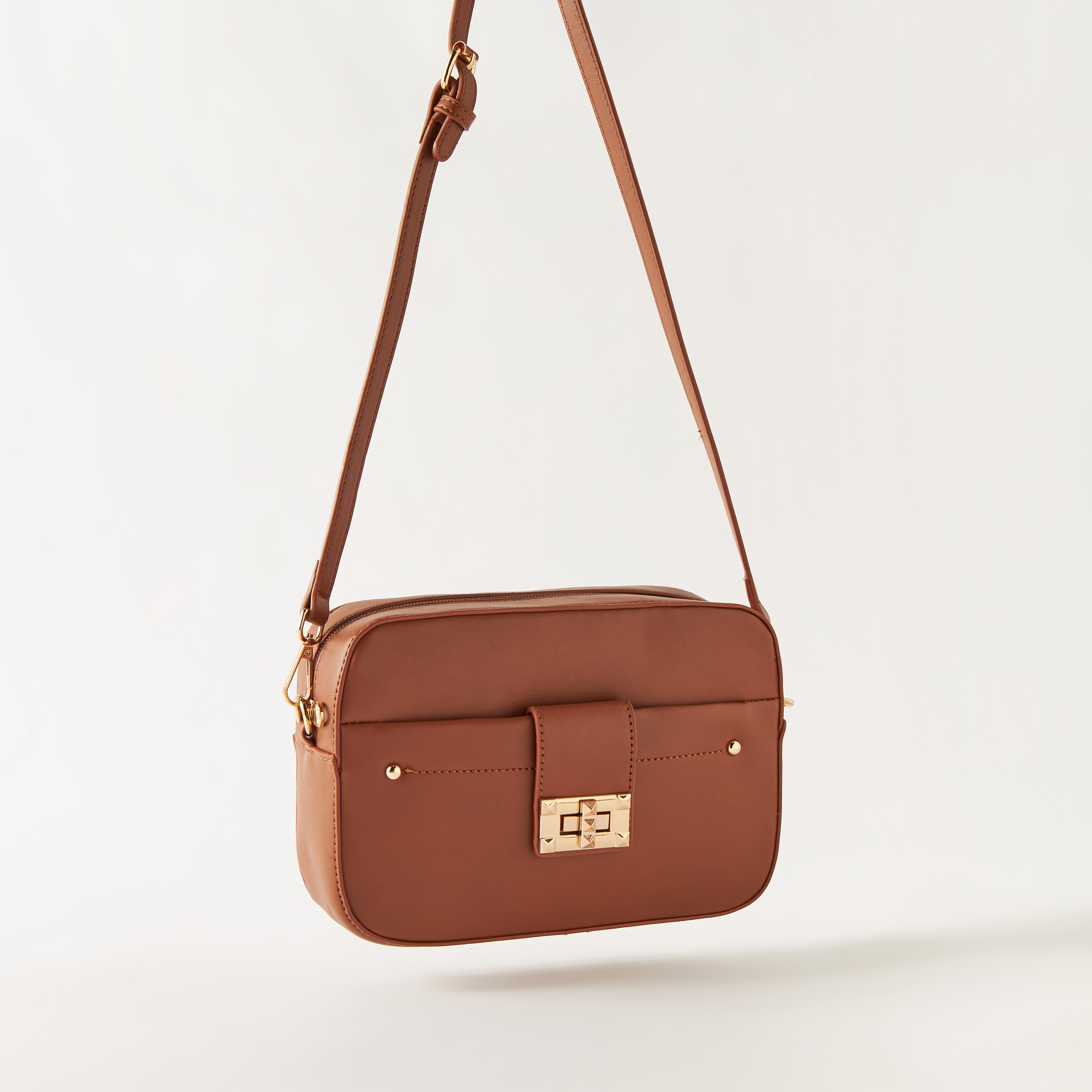 Sasha Solid Crossbody Bag with Detachable Strap and Zip Closure-women-bagsandwallets-handbags-image-3