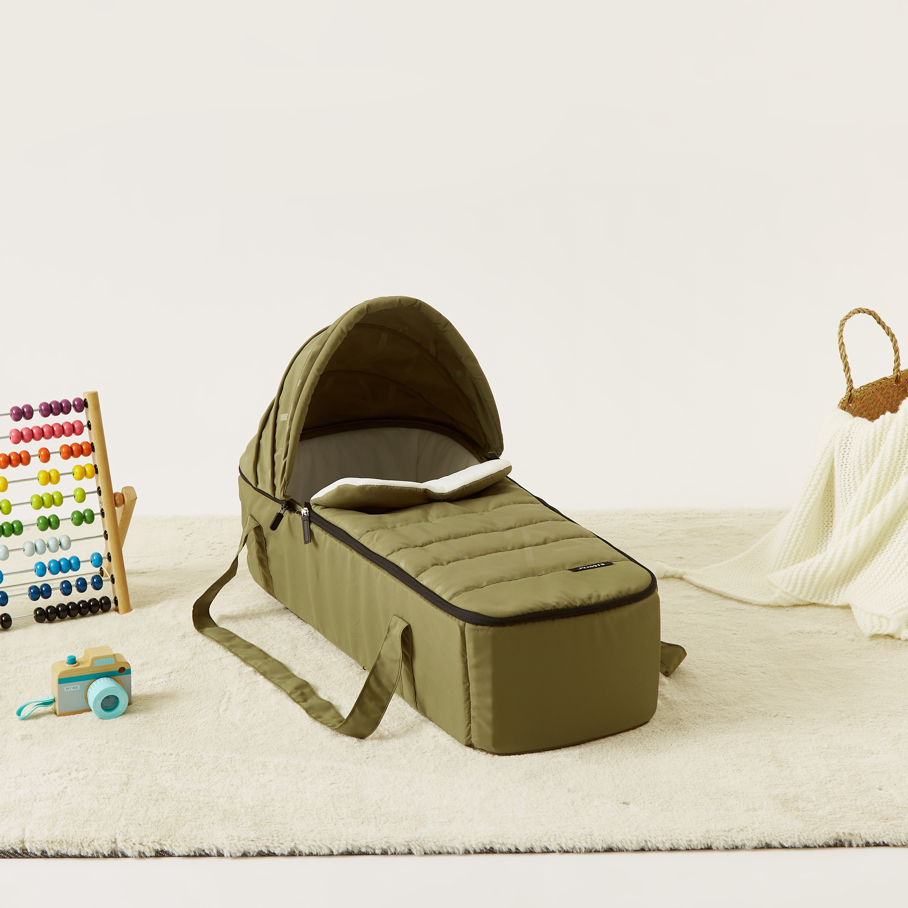 Juniors Jamie Army Green Carry Cot with Zip Fastening and Secure Double Handles (Upto 6 months) -baby-gear-carrycots-image-1