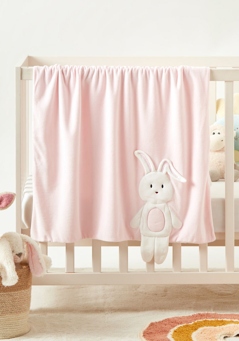 Juniors Rabbit Embroidered Blanket with 3D Applique Detail - 100x75 cms-Blankets and Throws-image-0