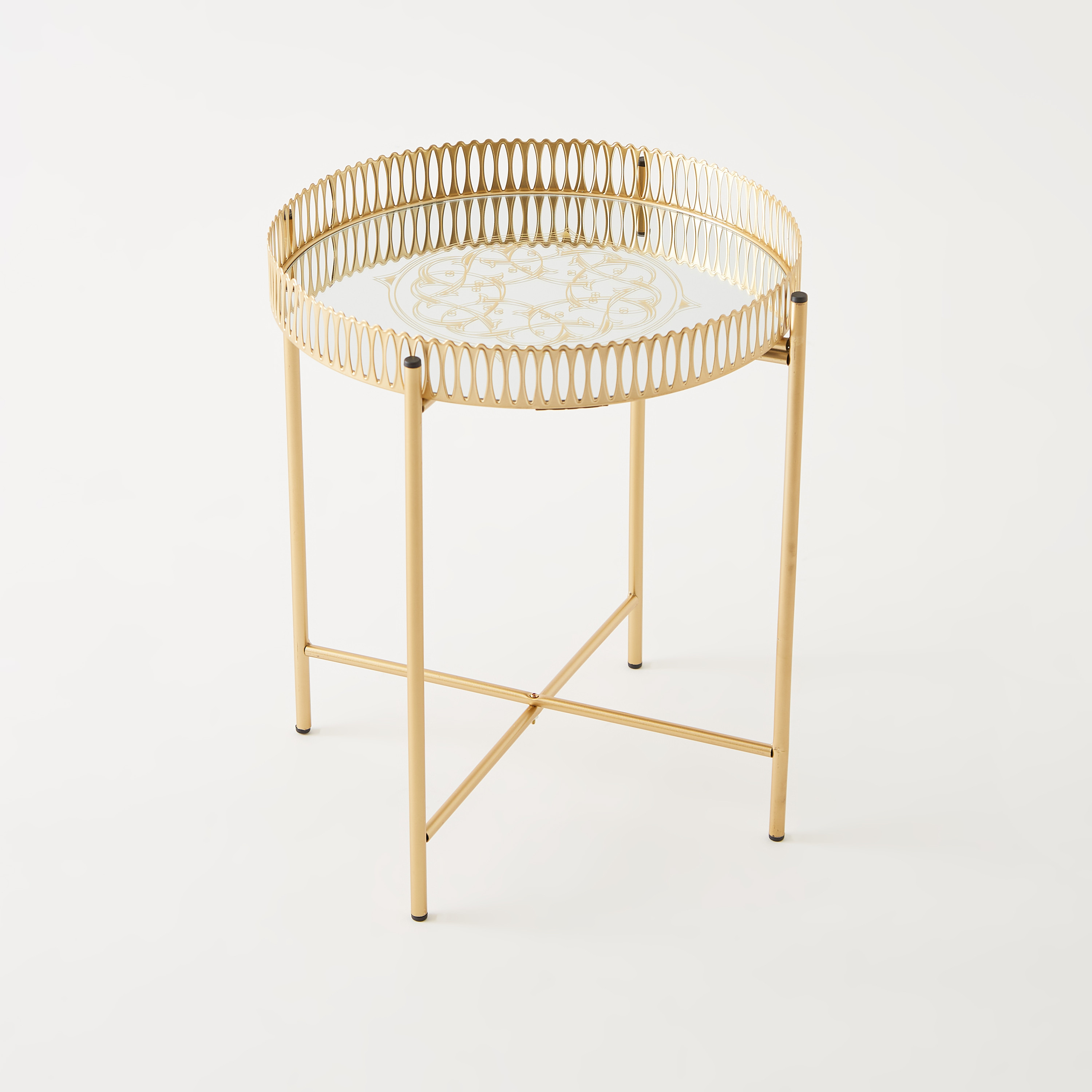 Metal Tray Top Accent Table - 42x42x47 cms-furniture-livingroom-sideandendtables-image-1