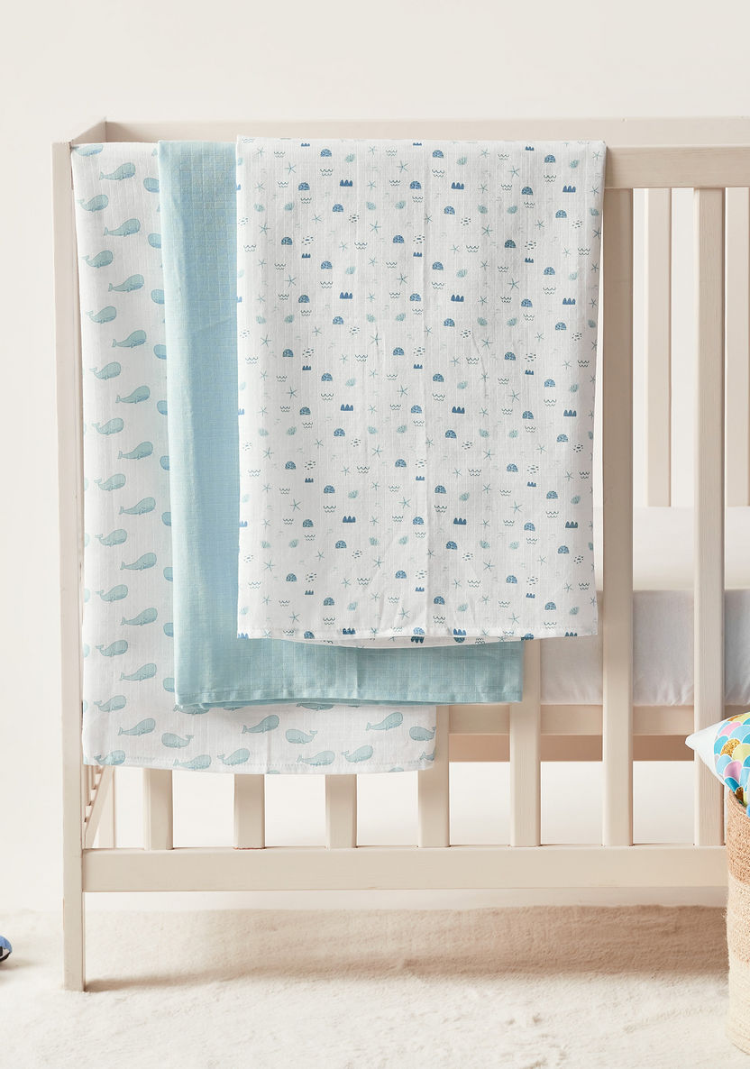 Juniors 3-Piece Swaddle Blanket Set - 100x100 cms-Swaddles and Sleeping Bags-image-0