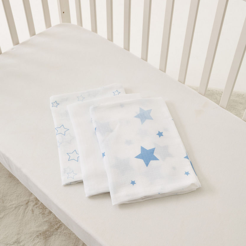 Juniors 3-Piece Assorted Muslin Swaddle Blanket Set - 100x100 cms-Swaddles and Sleeping Bags-image-3