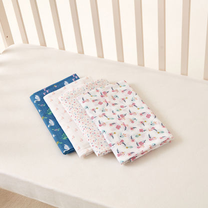 Giggles 4-Piece Printed Swaddle Blanket Set - 120x120 cms-Swaddles and Sleeping Bags-image-3