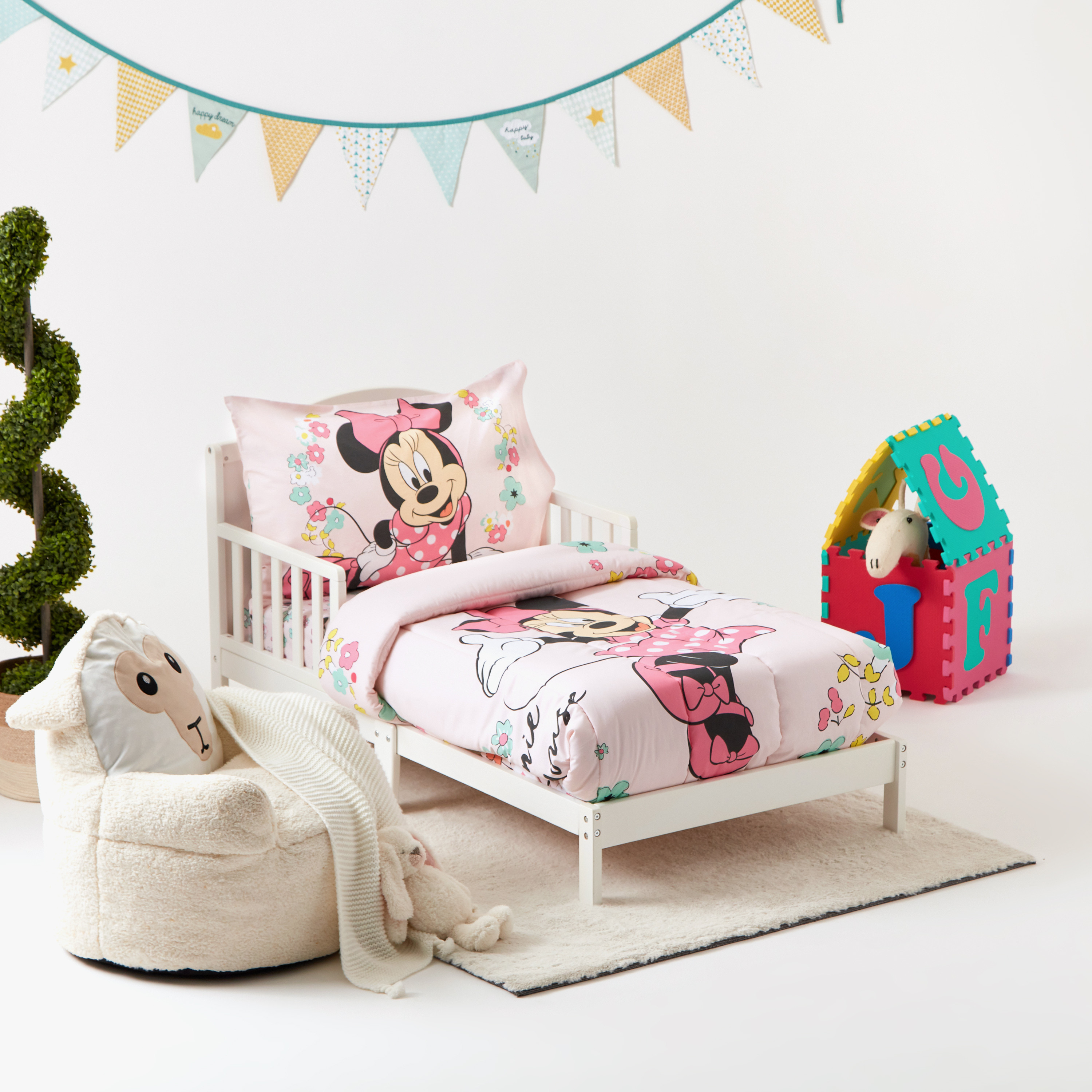 طقم لحاف أطفال 3 قطع بطبعات ميني ماوس من ديزني - 140x180 سم-baby-nursery-toddlerbedding-image-1