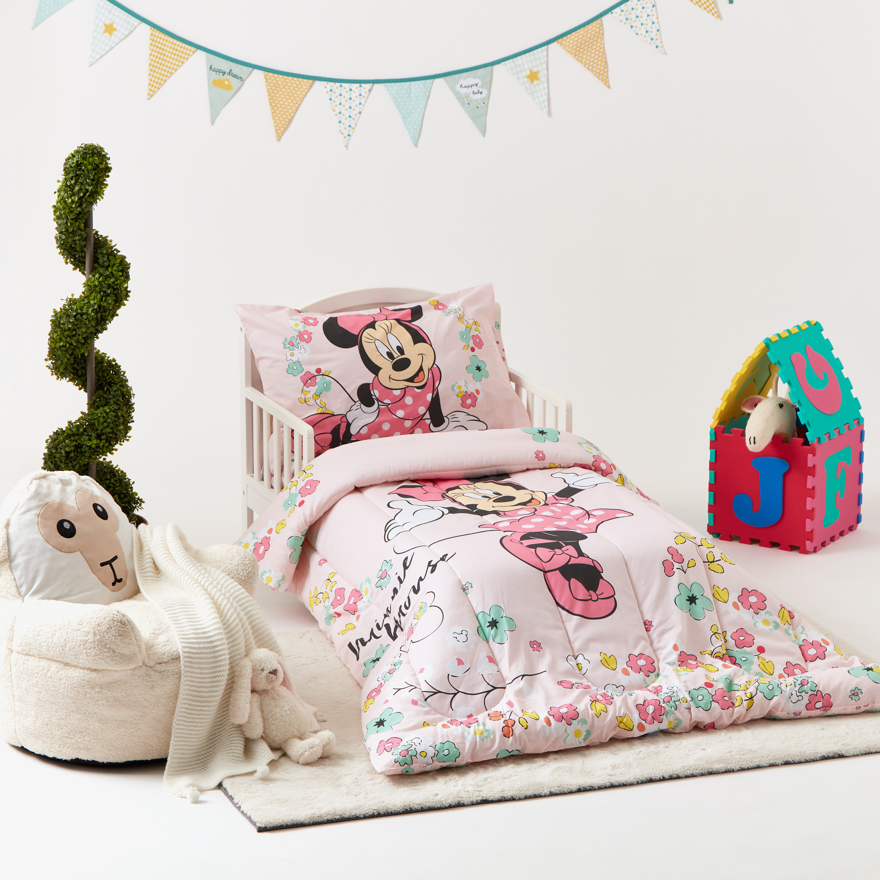 طقم لحاف أطفال 3 قطع بطبعات ميني ماوس من ديزني - 140x180 سم-baby-nursery-toddlerbedding-image-2