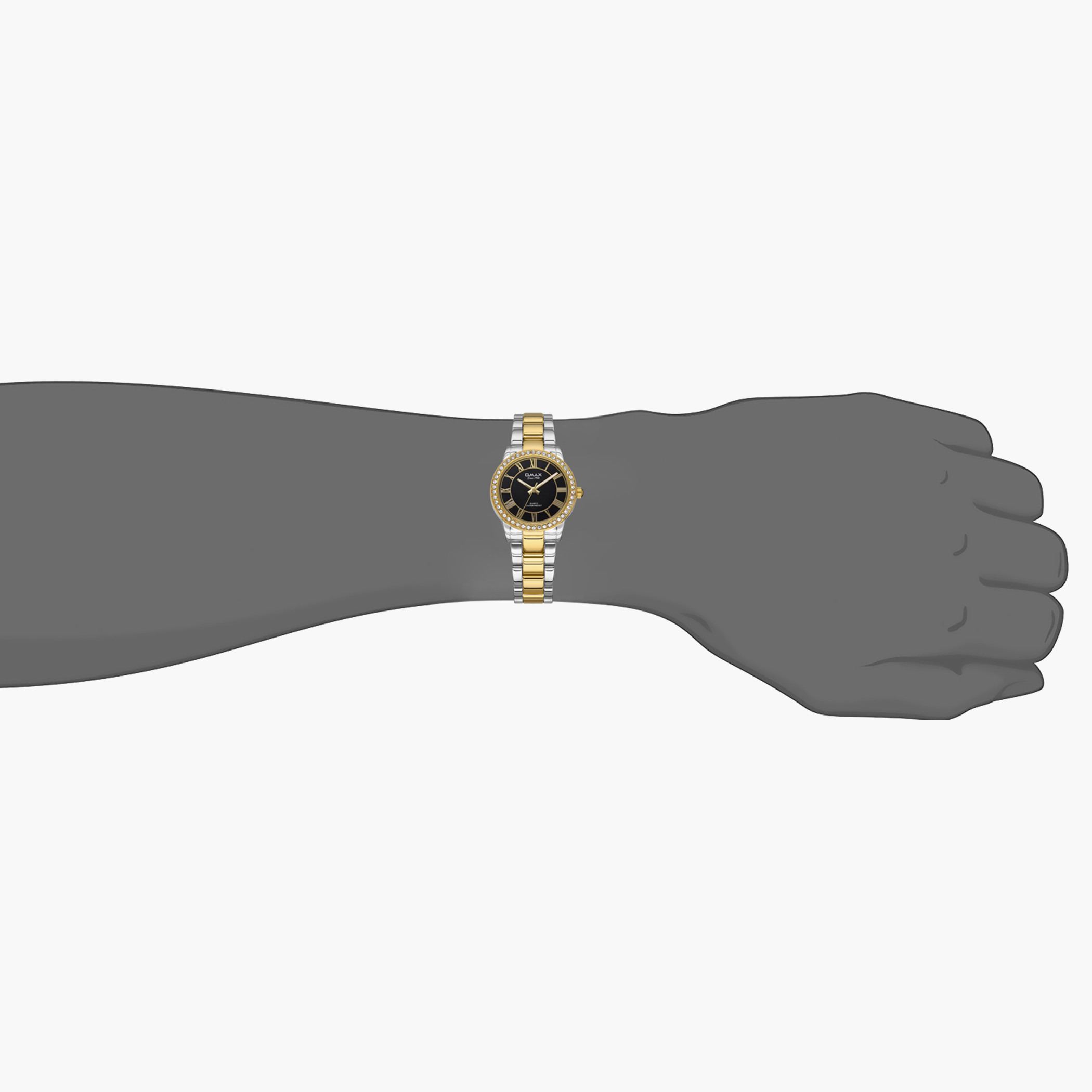 ساعة اوماكس التناظرية للنساء بسوار فضي وذهبي - 00JED022N001-women-watchesandjewellery-watches-image-4