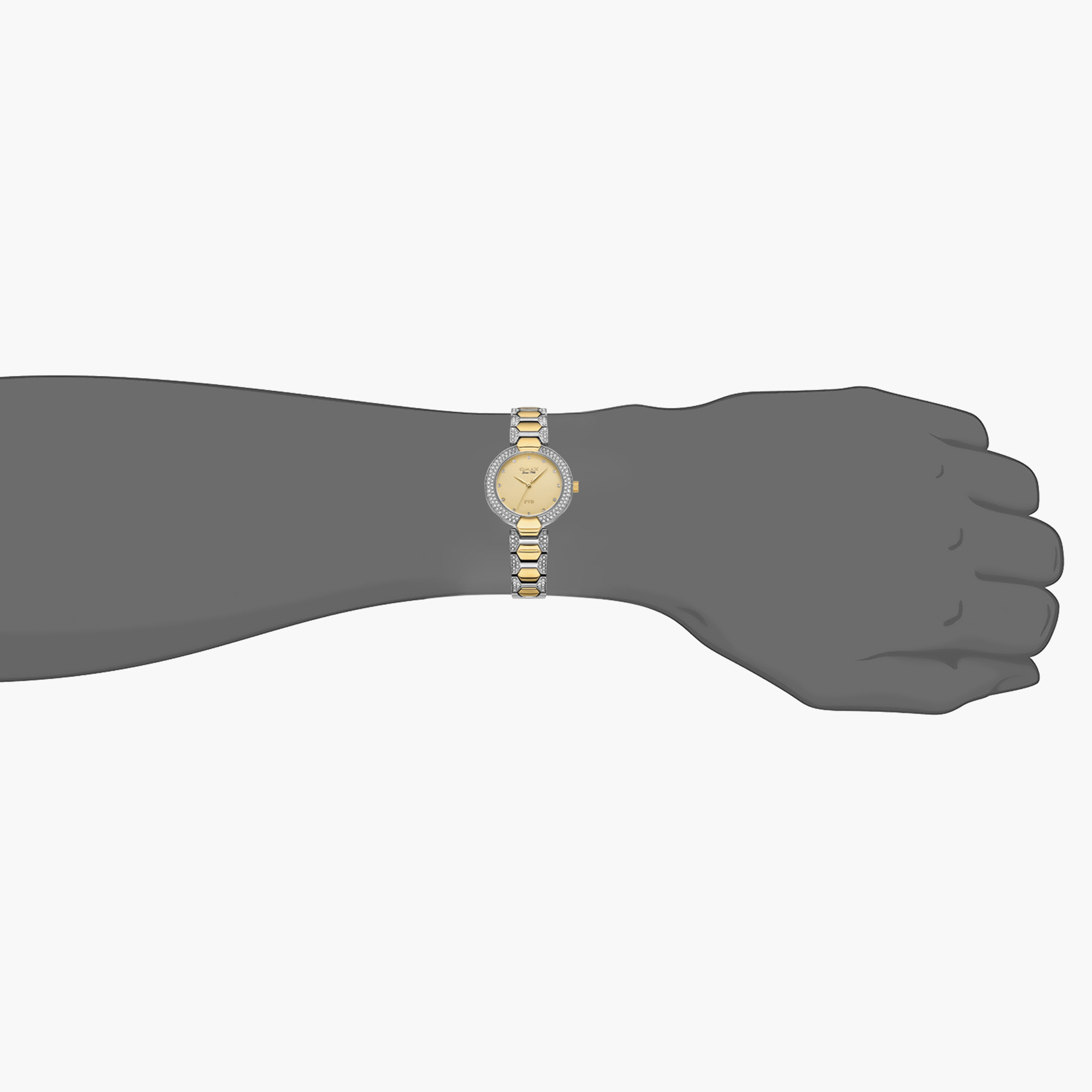 ساعة اوماكس التناظرية للنساء بسوار فضي وذهبي بعقارب - 00JSS004N001-women-watchesandjewellery-watches-image-4