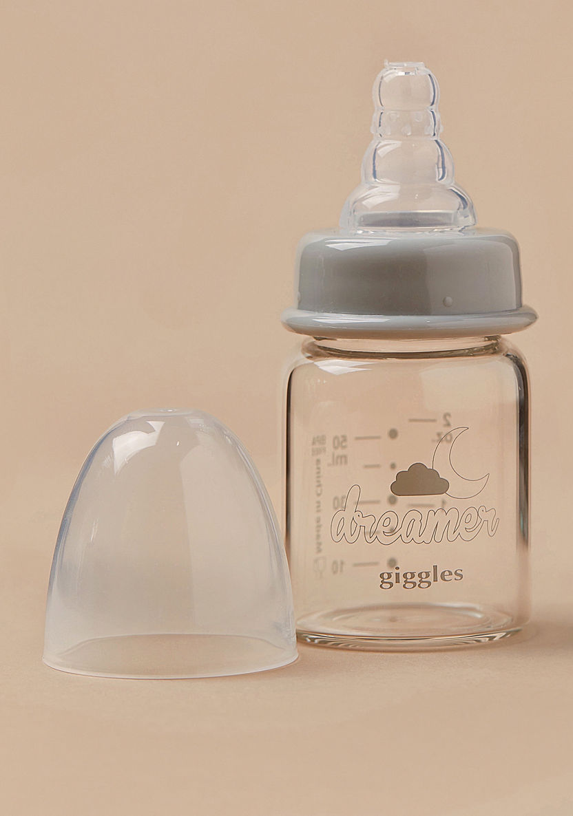 Giggles Printed Glass Feeding Bottle - 50 ml-Bottles and Teats-image-0