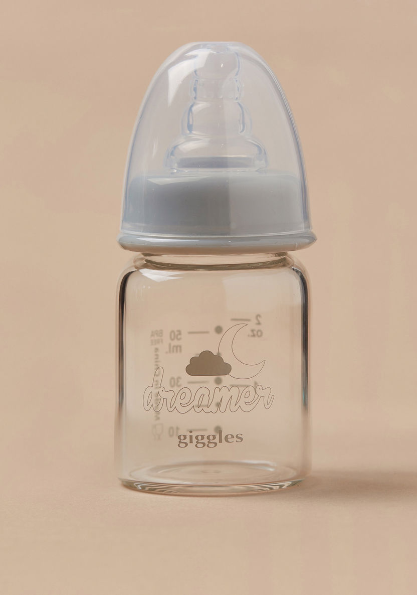 Giggles Printed Glass Feeding Bottle - 50 ml-Bottles and Teats-image-3