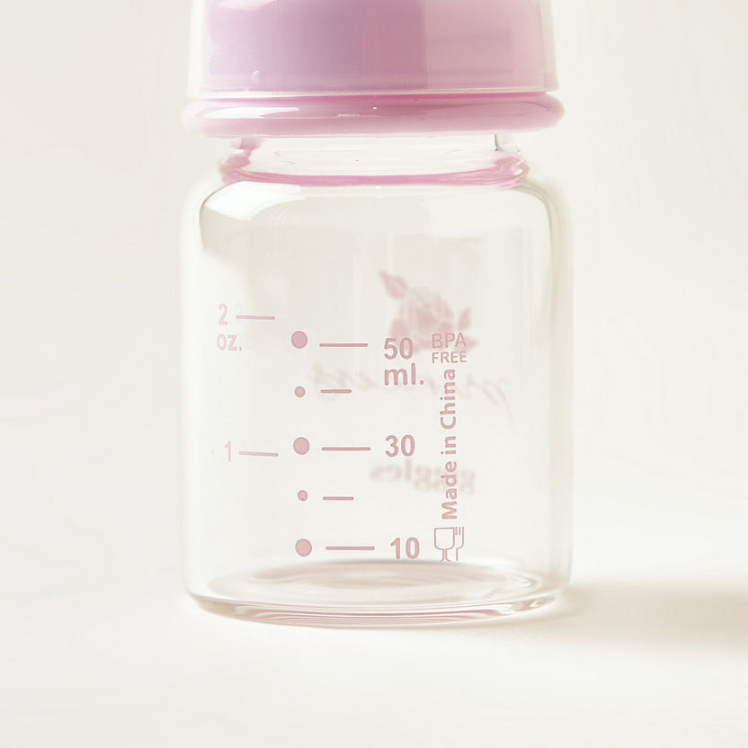 Giggles Princess Print Glass Feeding Bottle - 50 ml-Bottles and Teats-image-2