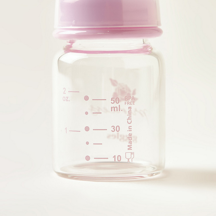 Giggles Princess Print Glass Feeding Bottle - 50 ml
