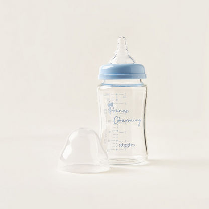 Giggles Glass Feeding Bottle with Cap - 200 ml-Bottles and Teats-image-0