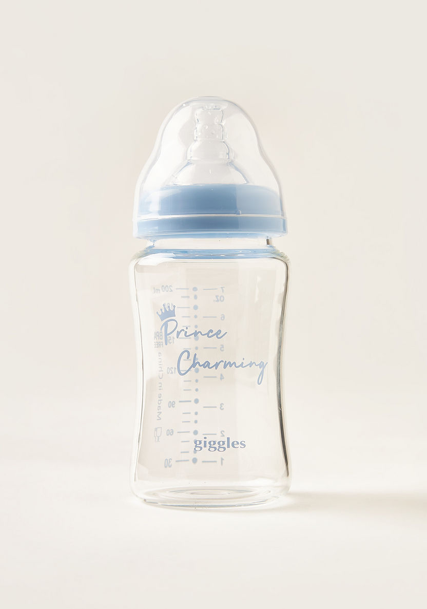 Giggles Glass Feeding Bottle with Cap - 200 ml-Bottles and Teats-image-3