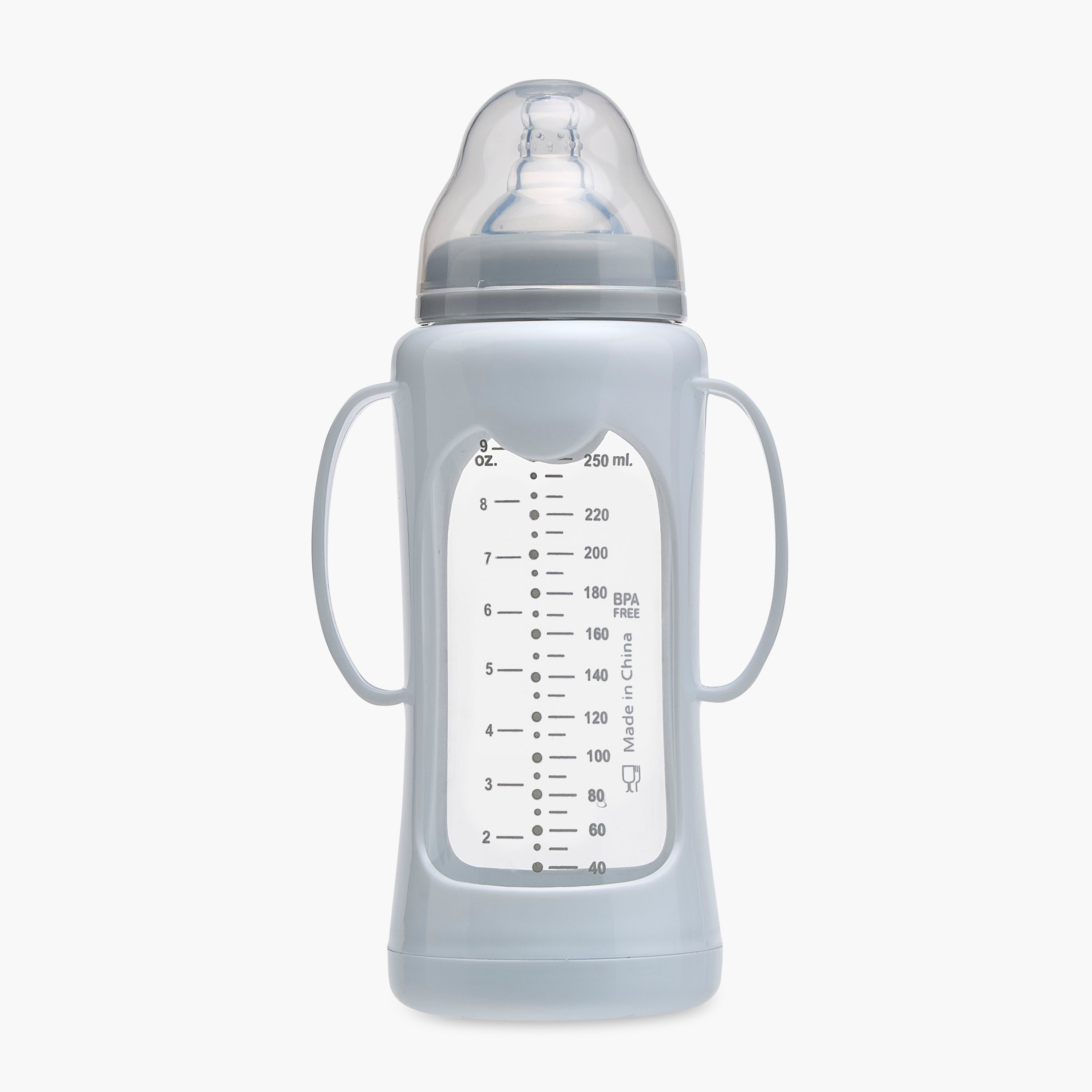 Giggles Glass Feeding Bottle with Cover and Cap - 250 ml-baby-feeding-feedingbottles-bottlesandteats-image-2