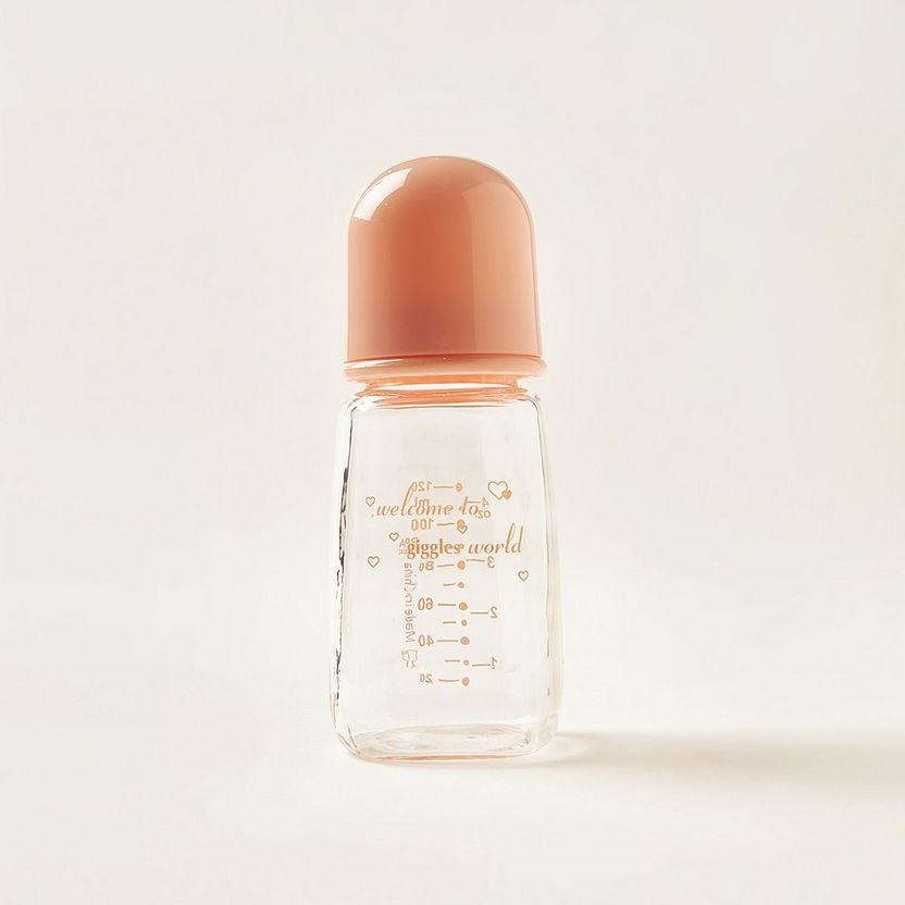 Giggles Feeding Glass Bottle with Lid - 120 ml-Bottles and Teats-image-4
