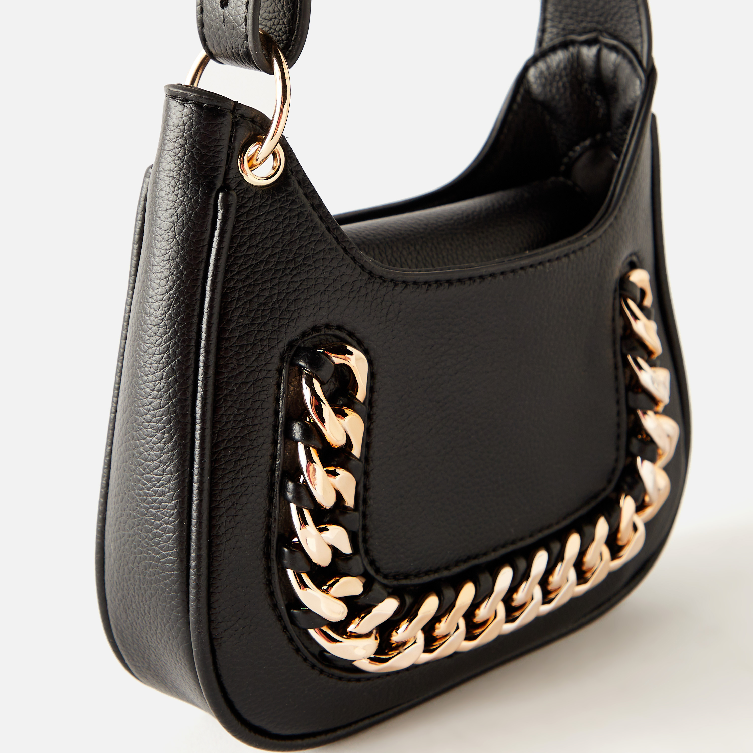 Sasha Solid Shoulder Bag with Chunky Chain Detail and Zip Closure-women-bagsandwallets-handbags-image-2