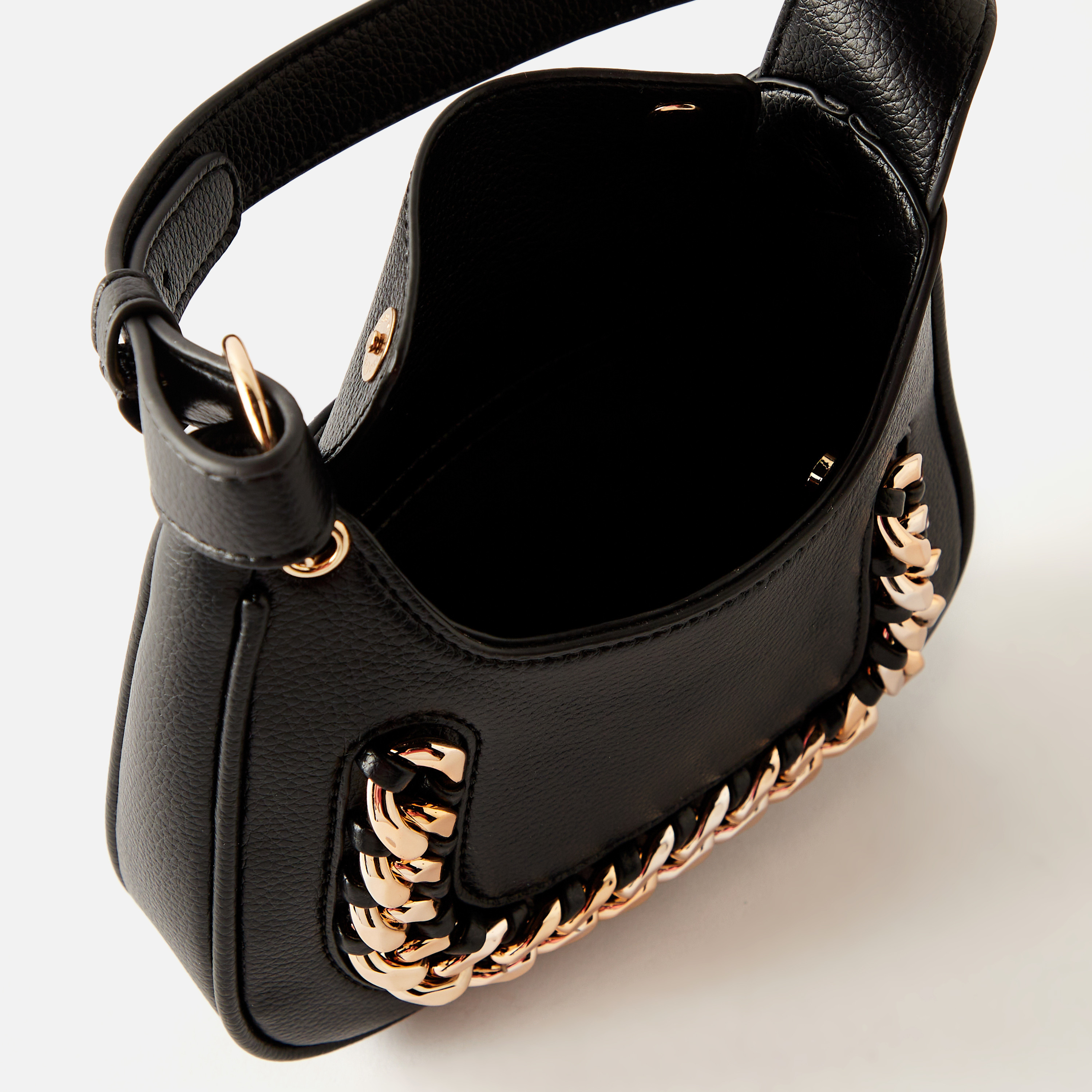 Sasha Solid Shoulder Bag with Chunky Chain Detail and Zip Closure-women-bagsandwallets-handbags-image-4