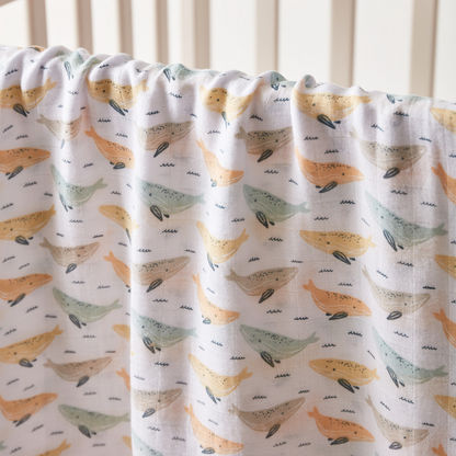 Giggles Whale Print Muslin Swaddle Blanket - 120x120 cms