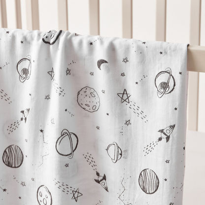 Giggles Space Print Muslin Swaddle Blanket - 120x120 cms