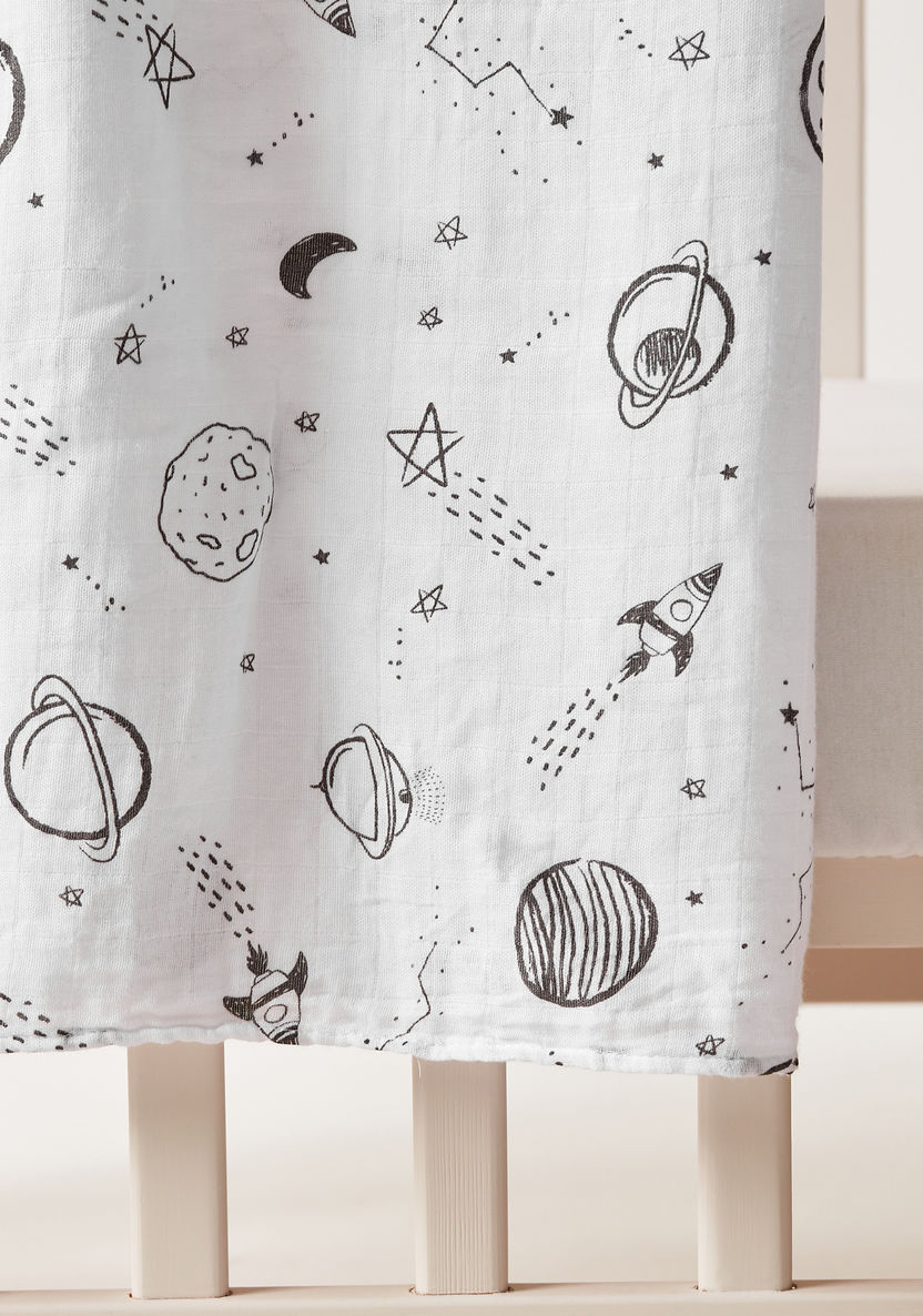 Giggles Space Print Muslin Swaddle Blanket - 120x120 cms-Swaddles and Sleeping Bags-image-2