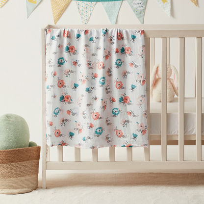 Giggles Floral Print Muslin Swaddle Blanket - 120x120 cms
