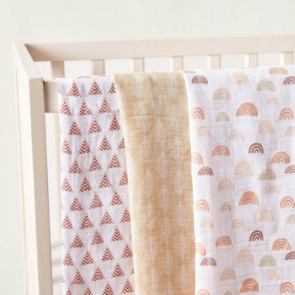Giggles 3-Piece Printed Bamboo and Muslin Swaddle Wrap Set - 100x100 cms