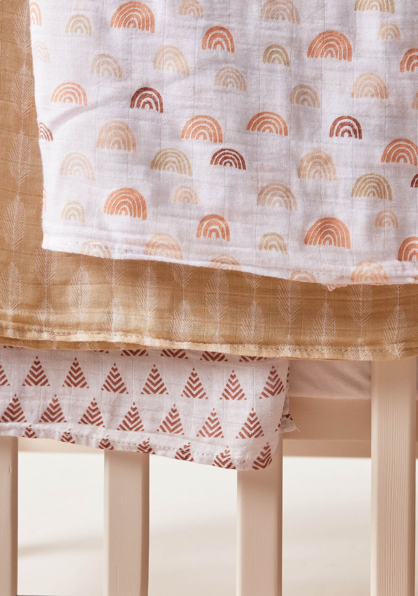 Giggles 3-Piece Printed Bamboo and Muslin Swaddle Wrap Set - 100x100 cms-Swaddles and Sleeping Bags-image-2