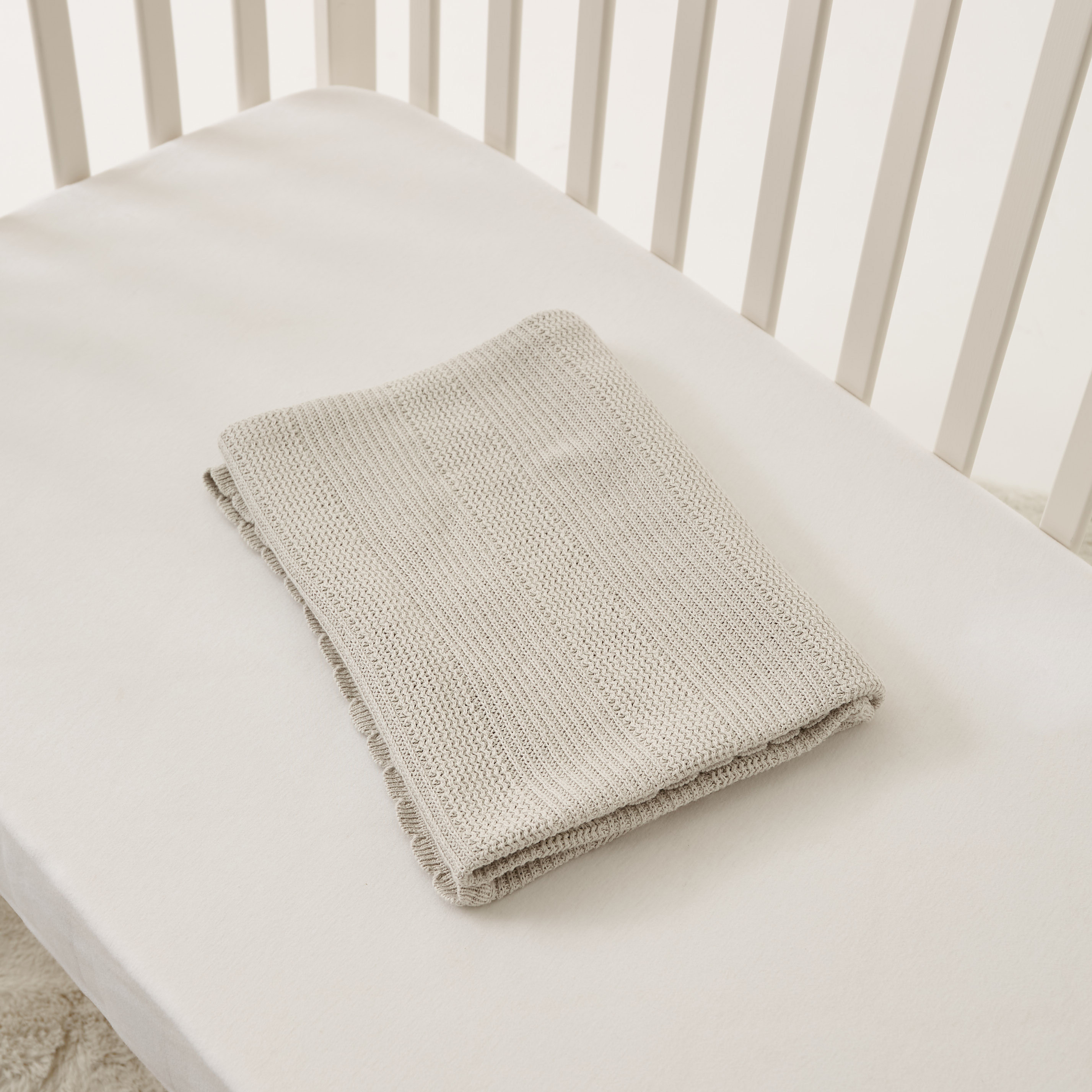 Juniors Knitted Blanket with Scallop Hem - 81x107 cms-baby-nursery-blanketsandswaddles-blanketsandquilts-image-4
