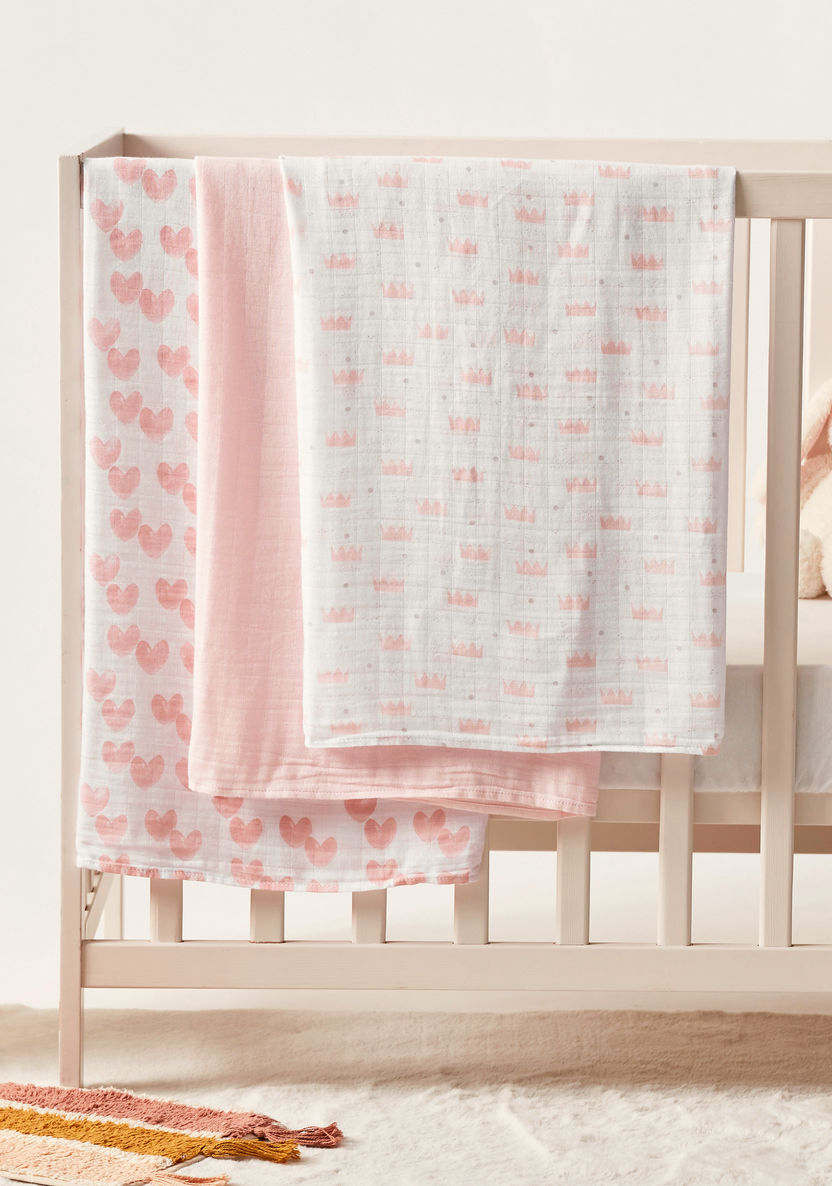 Giggles 3-Piece Printed Bamboo and Muslin Swaddle Wrap Set - 100x100 cms-Swaddles and Sleeping Bags-image-0