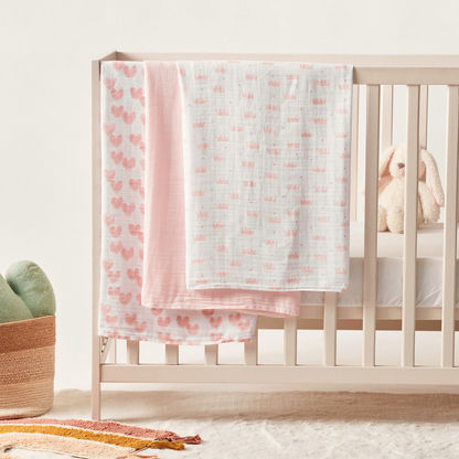 Giggles 3-Piece Printed Bamboo and Muslin Swaddle Wrap Set - 100x100 cms