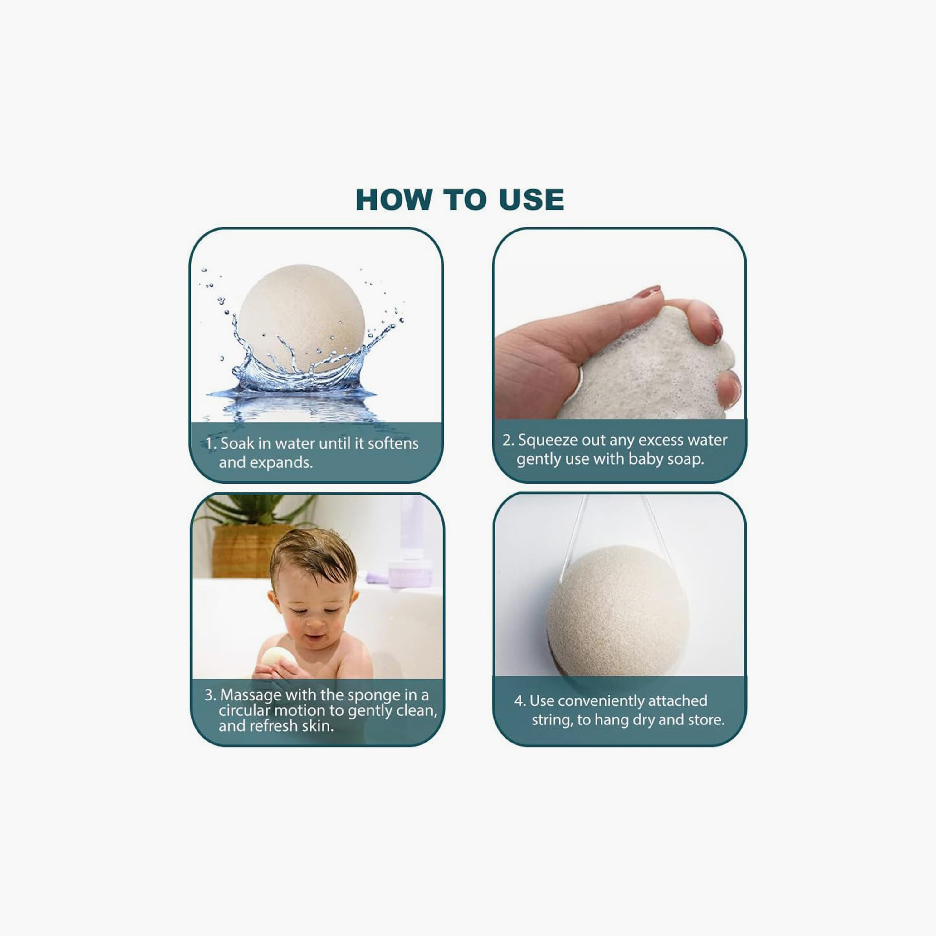 إسفنجة استحمام كونجاك نباتية طبيعية 100% - أصفر من واكيليشس بيبكير.-baby-bathandcare-bathtubs-image-4