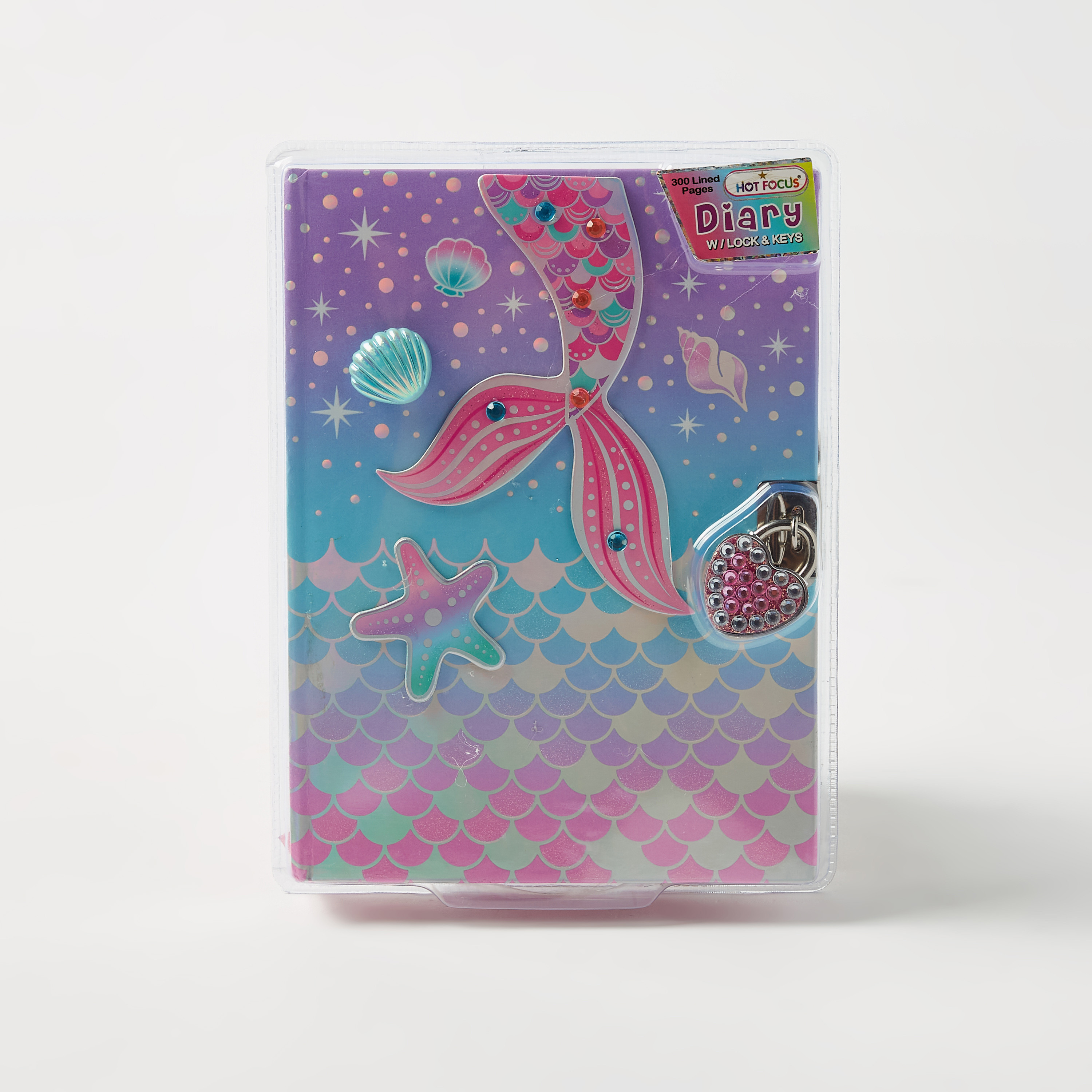 Hot Focus Mermaid Accented Ruled Diary with Padlock-school-stationery-accessories-image-1