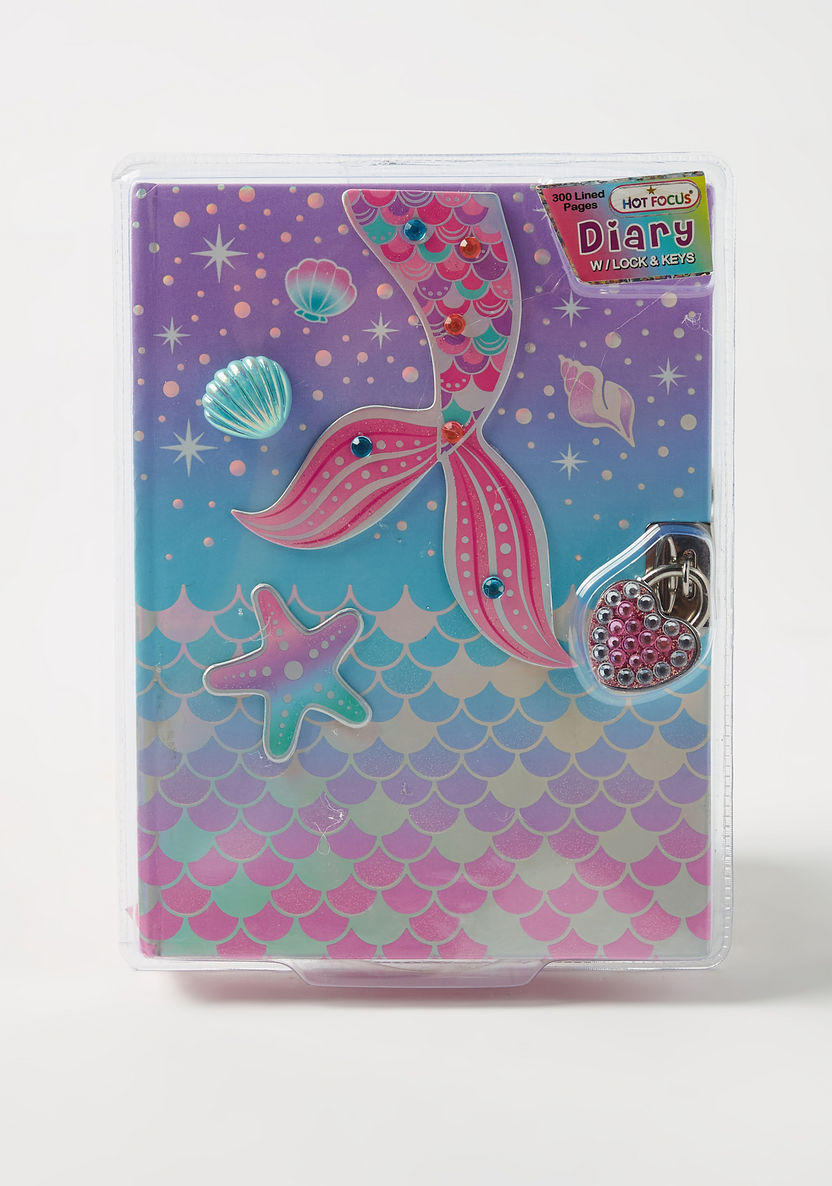 Hot Focus Mermaid Accented Ruled Diary with Padlock-Educational-image-0