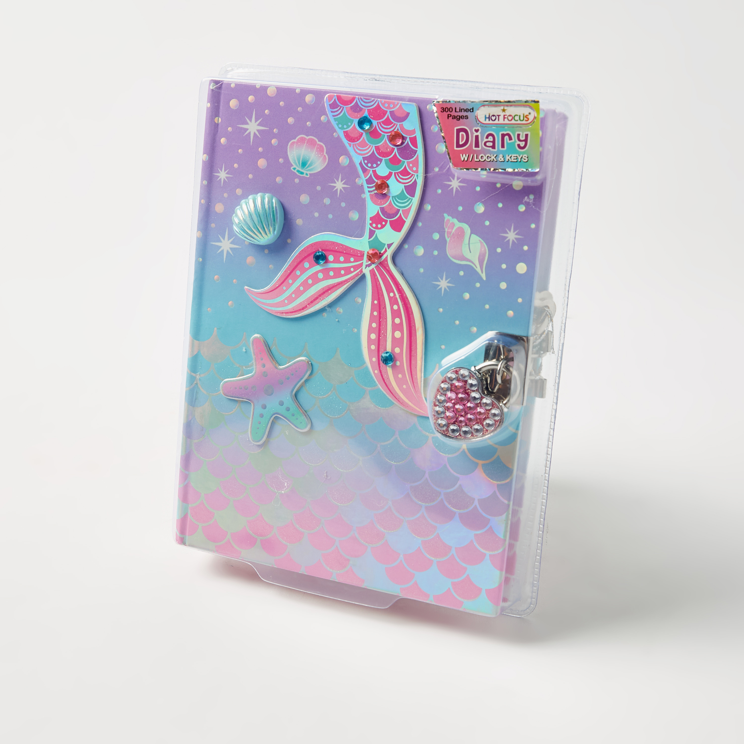 Hot Focus Mermaid Accented Ruled Diary with Padlock-school-stationery-accessories-image-3