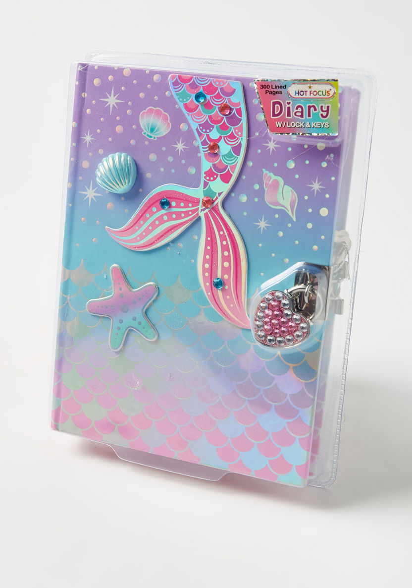 Hot Focus Mermaid Accented Ruled Diary with Padlock-Educational-image-2