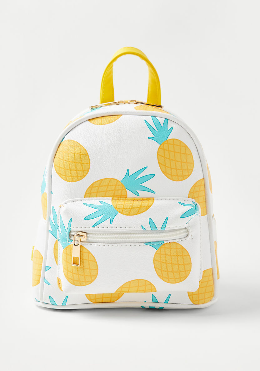 Charmz Pineapple Print Backpack with Adjustable Straps-Bags and Backpacks-image-0