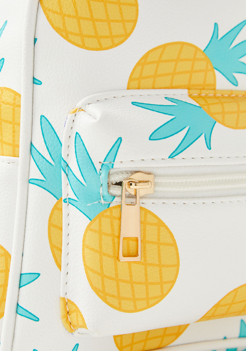Charmz Pineapple Print Backpack with Adjustable Straps-Bags and Backpacks-image-2