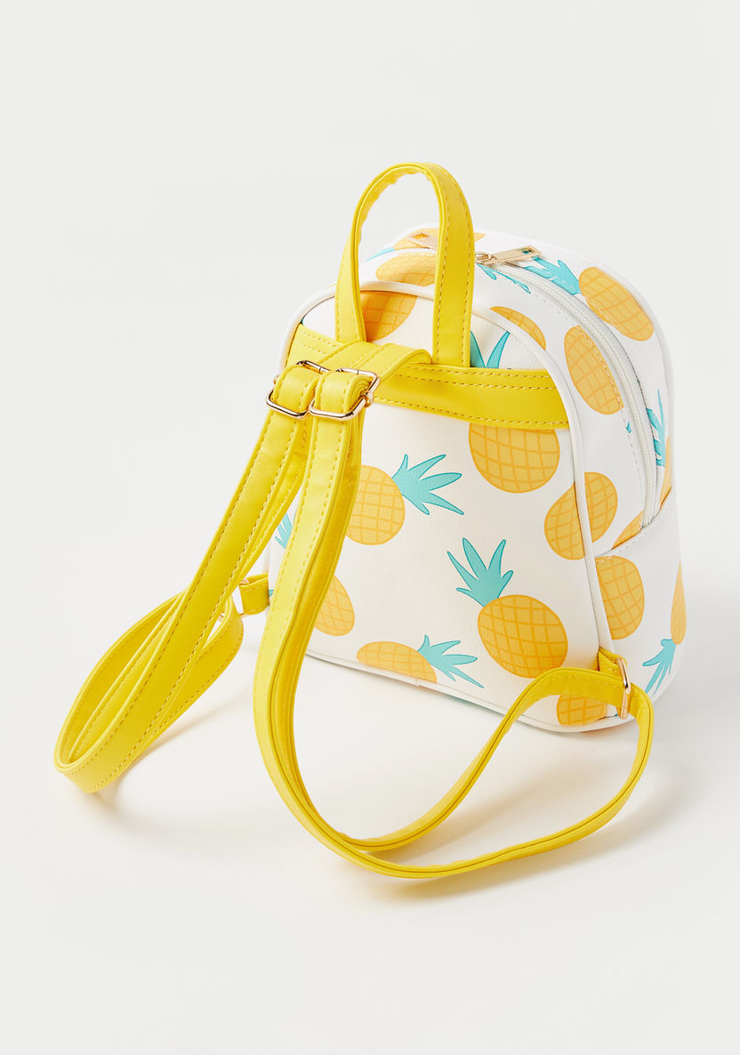 Charmz Pineapple Print Backpack with Adjustable Straps-Bags and Backpacks-image-3