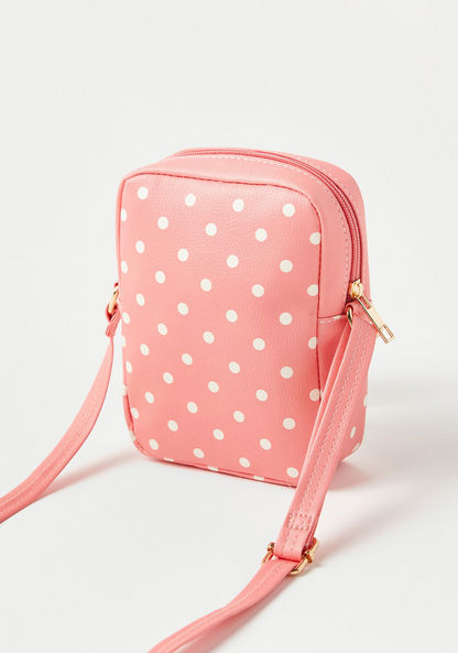 Charmz Polka Dots Print Sling Bag with Bunny Applique