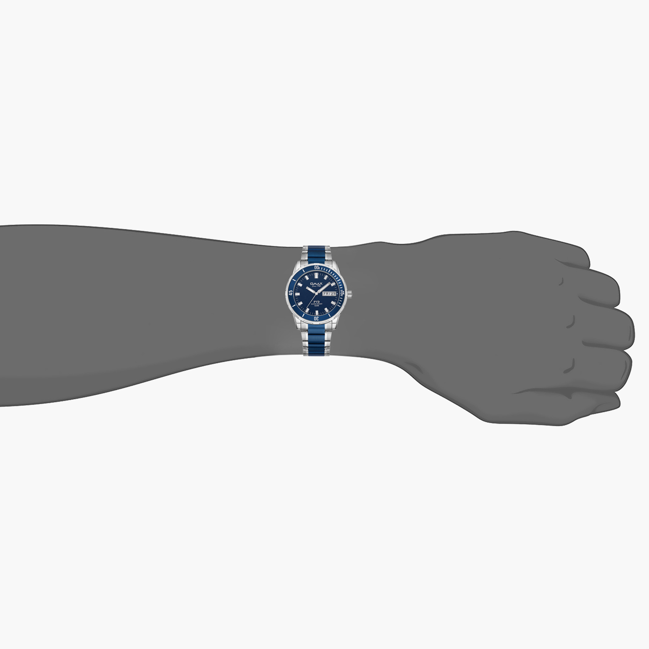 ساعة اوماكس التناظرية للرجال بسوار فضي وأزرق بعقارب - 00DFD001U004-men-watchesandjewellery-watches-image-4