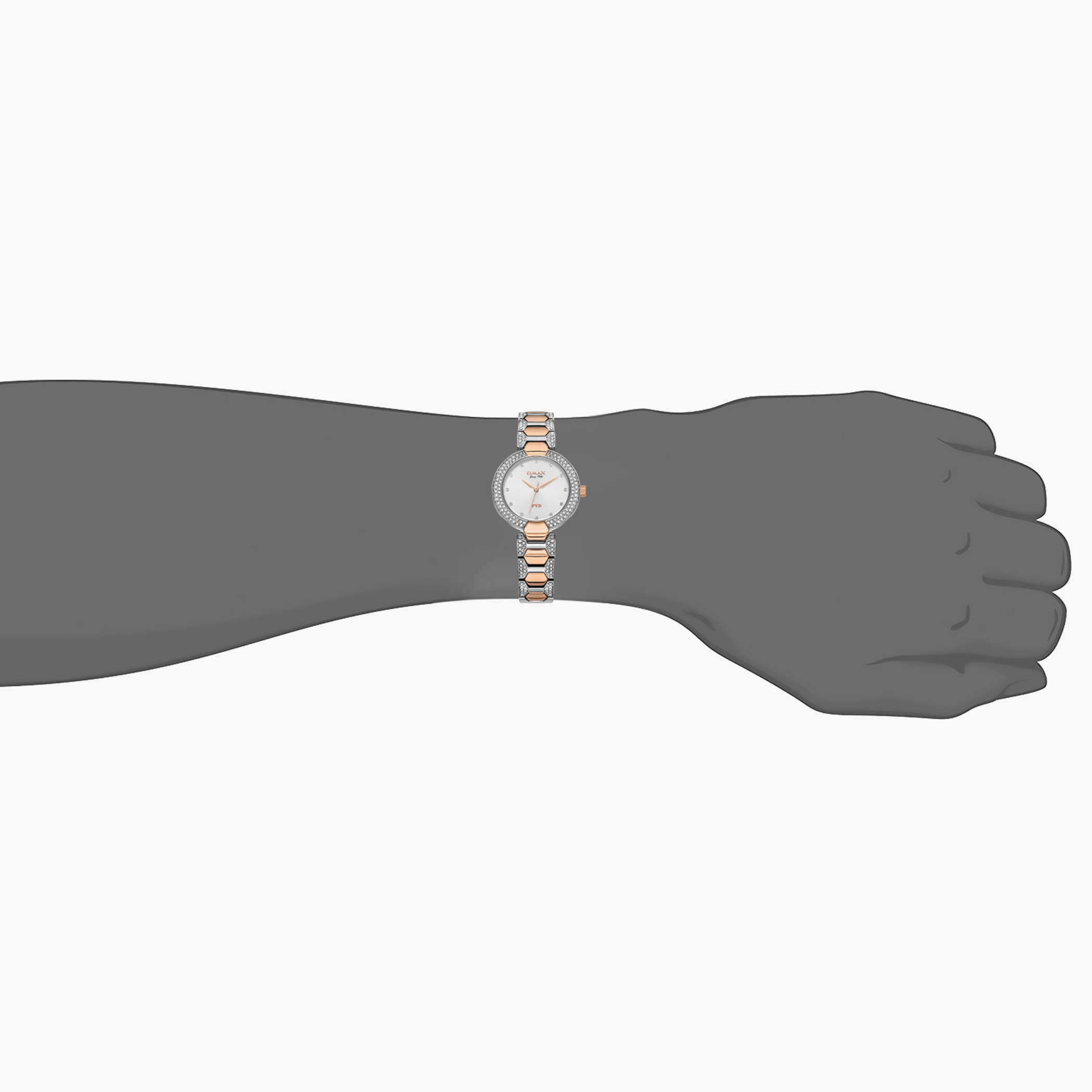 ساعة اوماكس التناظرية للنساء بسوار فضي وذهبي وردي - 00JSS004N018-women-watchesandjewellery-watches-image-4