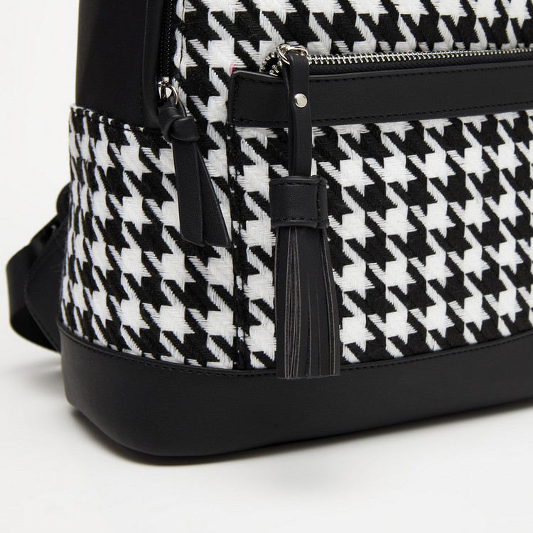 Missy Checked Backpack with Adjustable Straps and Zip Closure