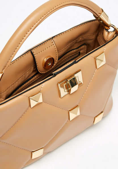 Celeste Studded Tote Bag with Detachable Strap and Button Closure