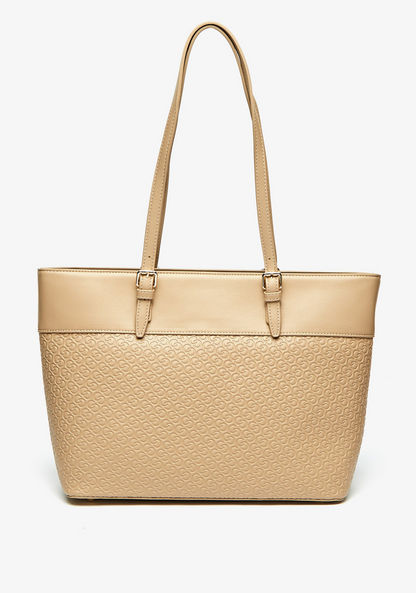 Celeste Monogram Embossed Tote Bag with Double Handles-Women%27s Handbags-image-0