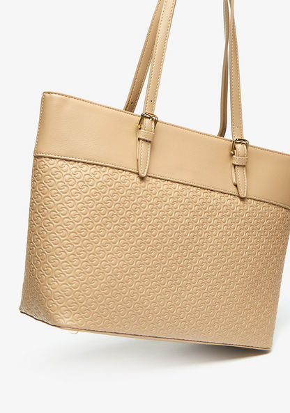 Celeste Monogram Embossed Tote Bag with Double Handles-Women%27s Handbags-image-1