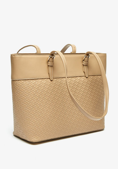 Celeste Monogram Embossed Tote Bag with Double Handles-Women%27s Handbags-image-2