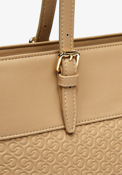 Celeste Monogram Embossed Tote Bag with Double Handles-Women%27s Handbags-image-3
