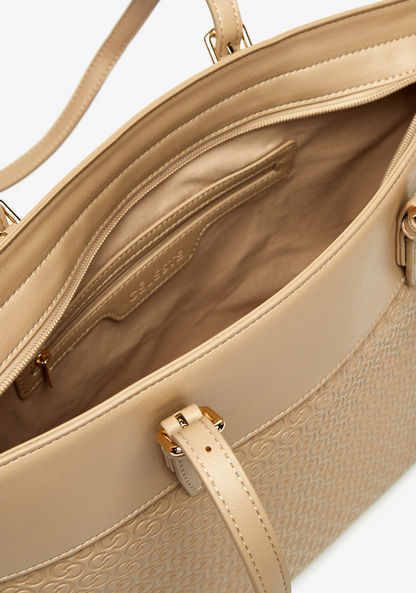 Celeste Monogram Embossed Tote Bag with Double Handles-Women%27s Handbags-image-4
