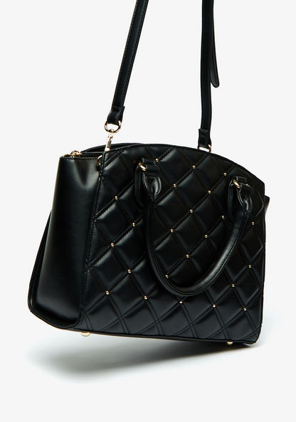 Celeste Quilted Tote Bag with Detachable Strap and Zip Closure-Women%27s Handbags-image-2