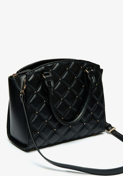 Celeste Quilted Tote Bag with Detachable Strap and Zip Closure-Women%27s Handbags-image-3